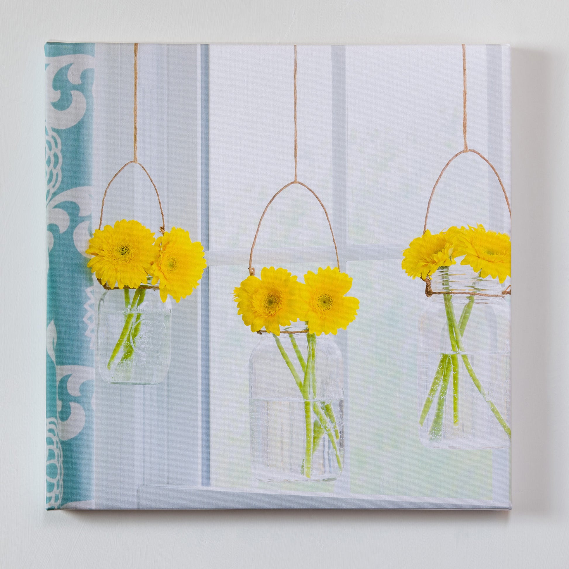 Dancing Daisies — gallery wrapped canvas print, gerbera daisy botanical still life, 14x14