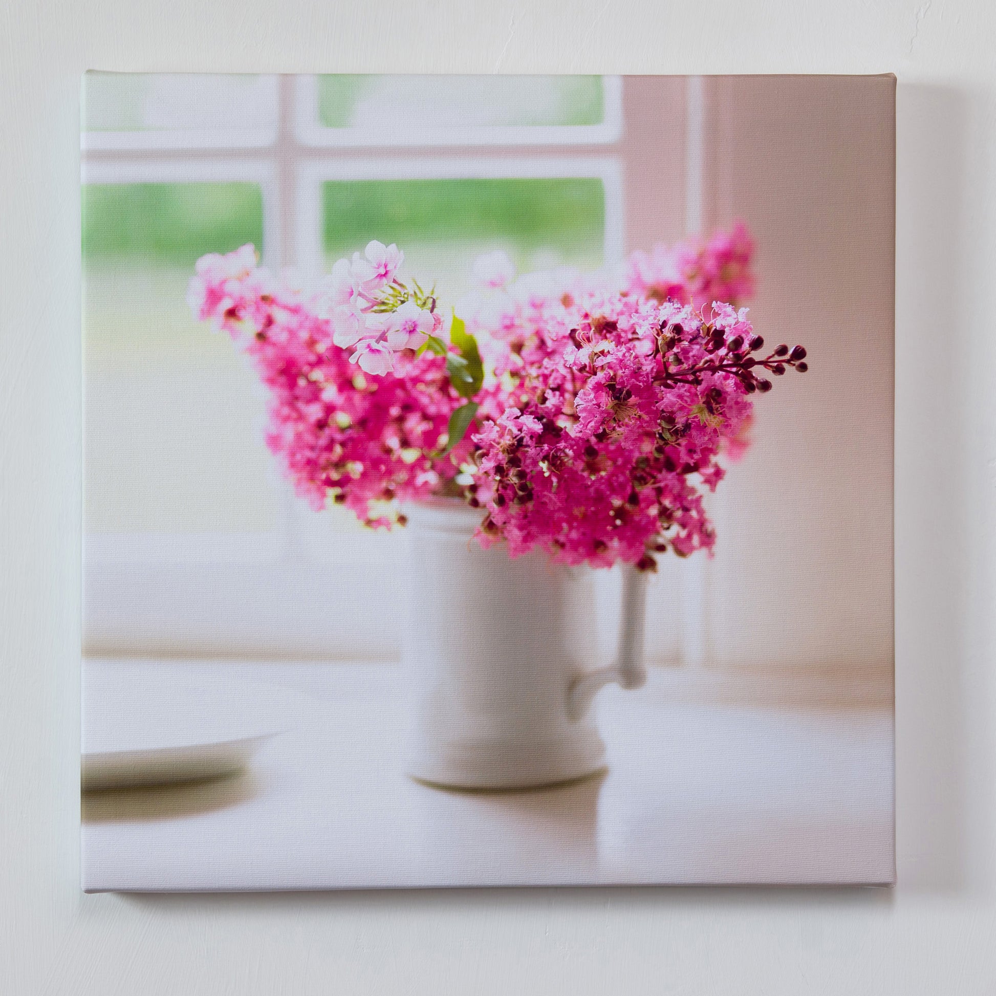 Daydream — gallery wrapped canvas print, pink floral botanical still life, 14x14
