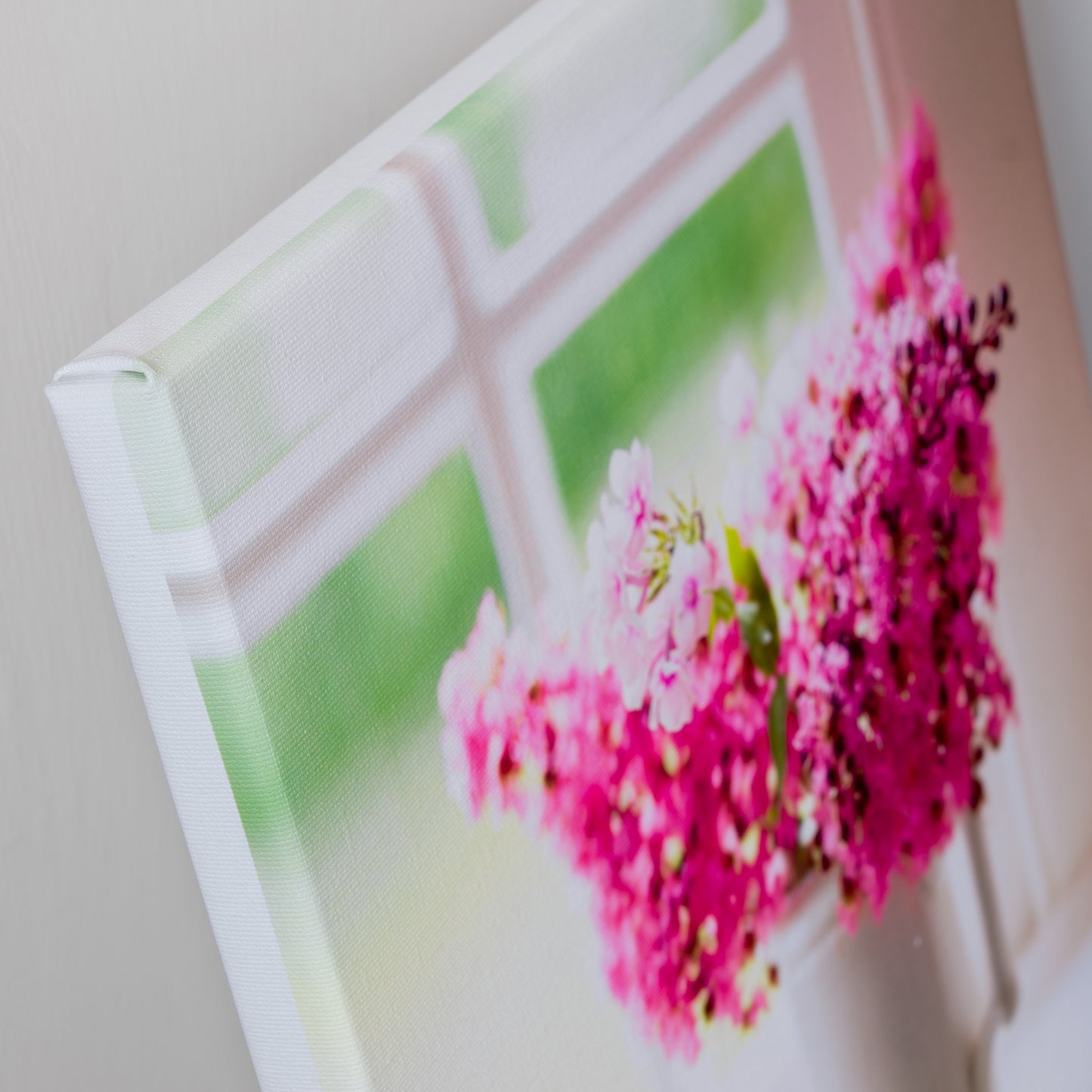 Daydream — canvas corner detail, gallery wrapped, white border edge, 14x14