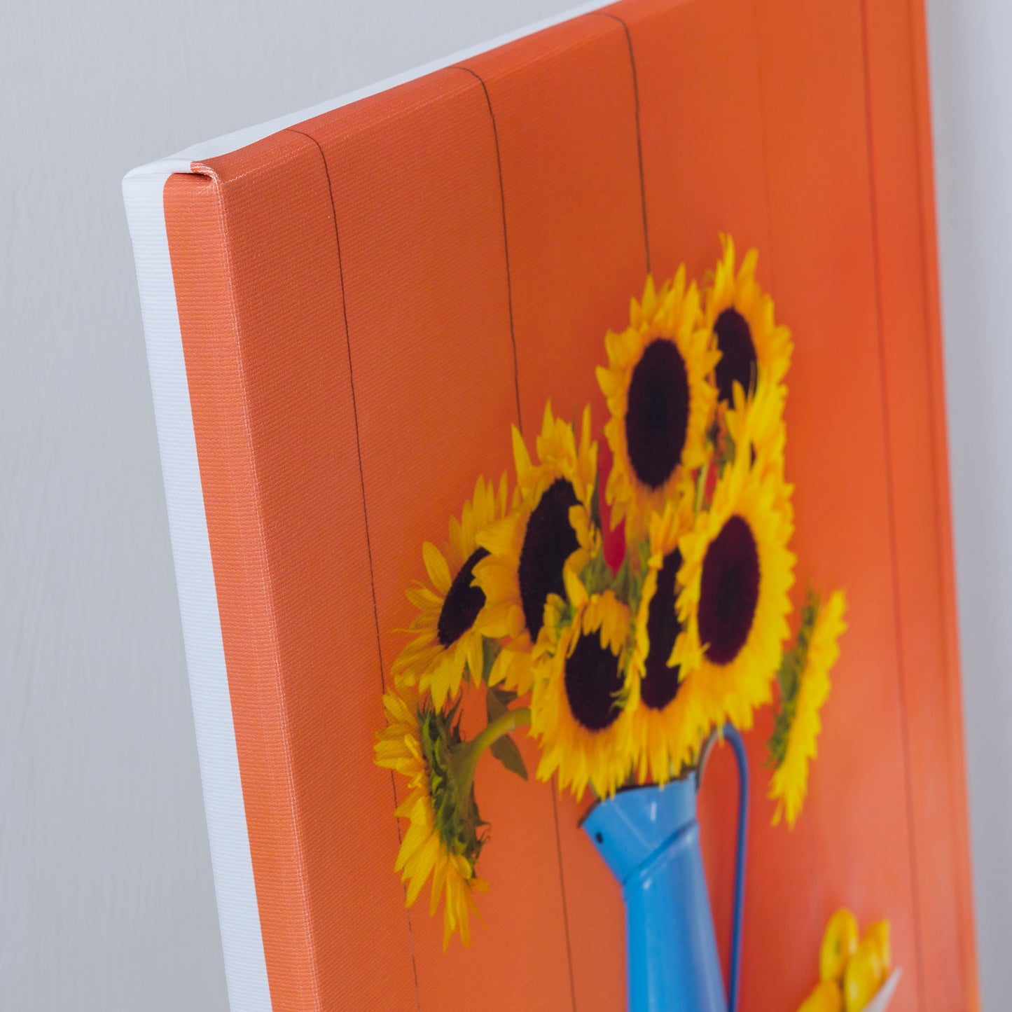 Happiness — canvas corner detail, gallery wrapped, white border edge, 14x14