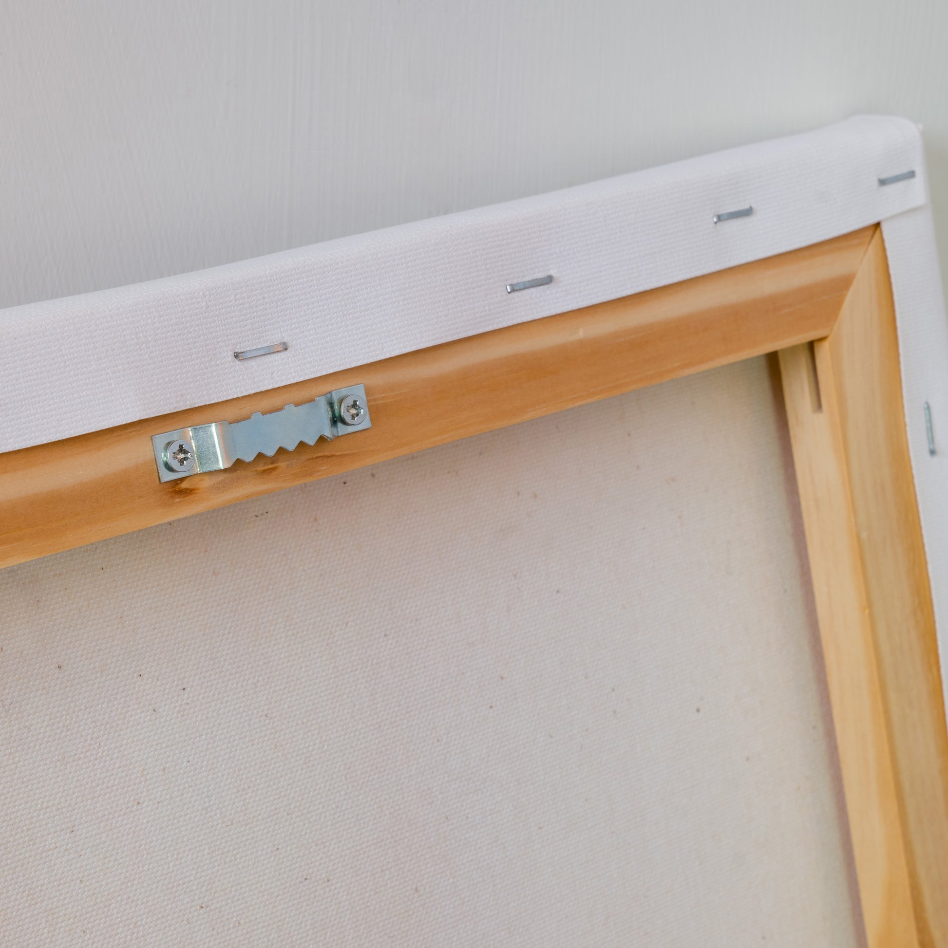 Happiness — canvas back detail, wooden stretcher bar, hanging hardware, ready to hang, 14x14