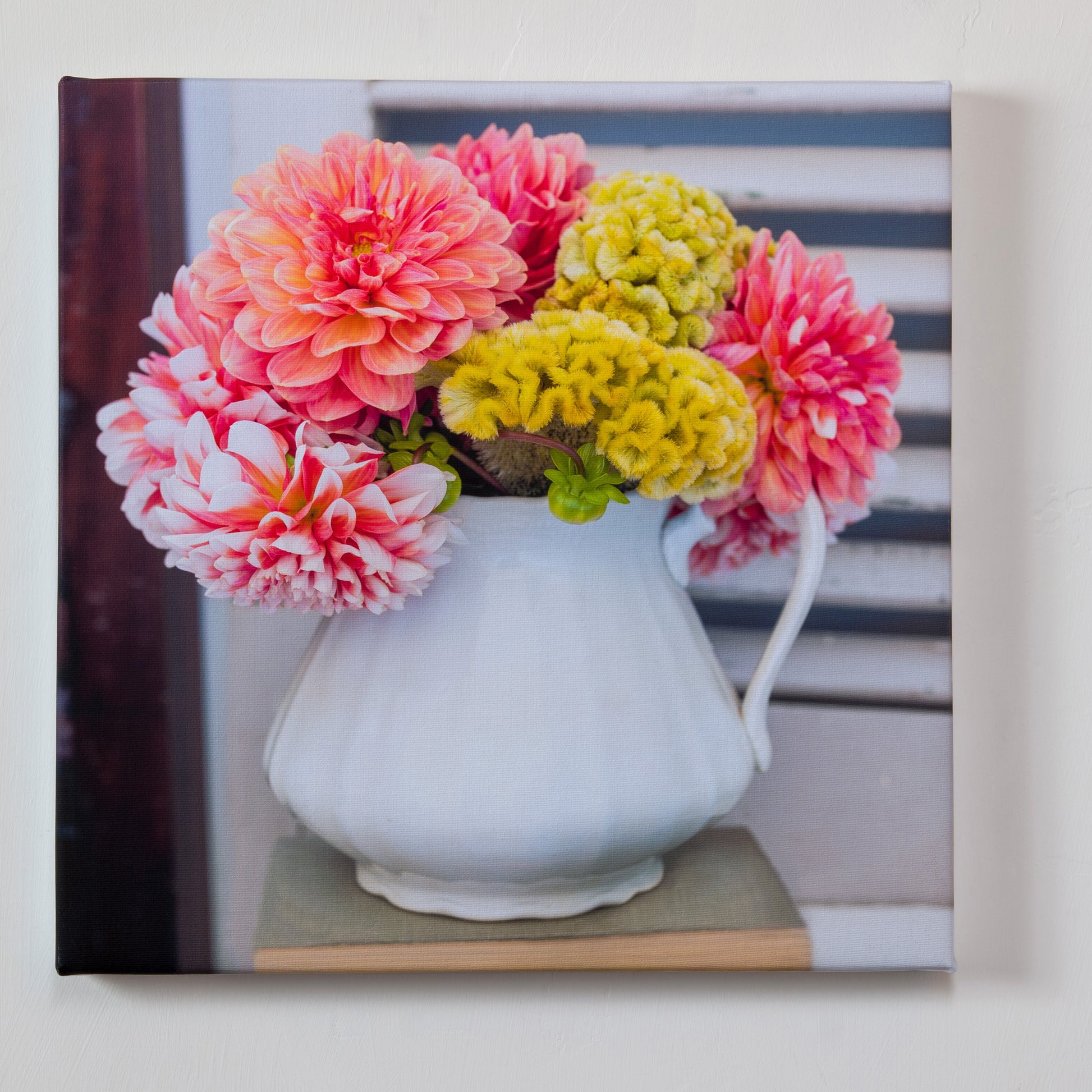  Layers — gallery wrapped canvas print, dahlia botanical still life, 14x14