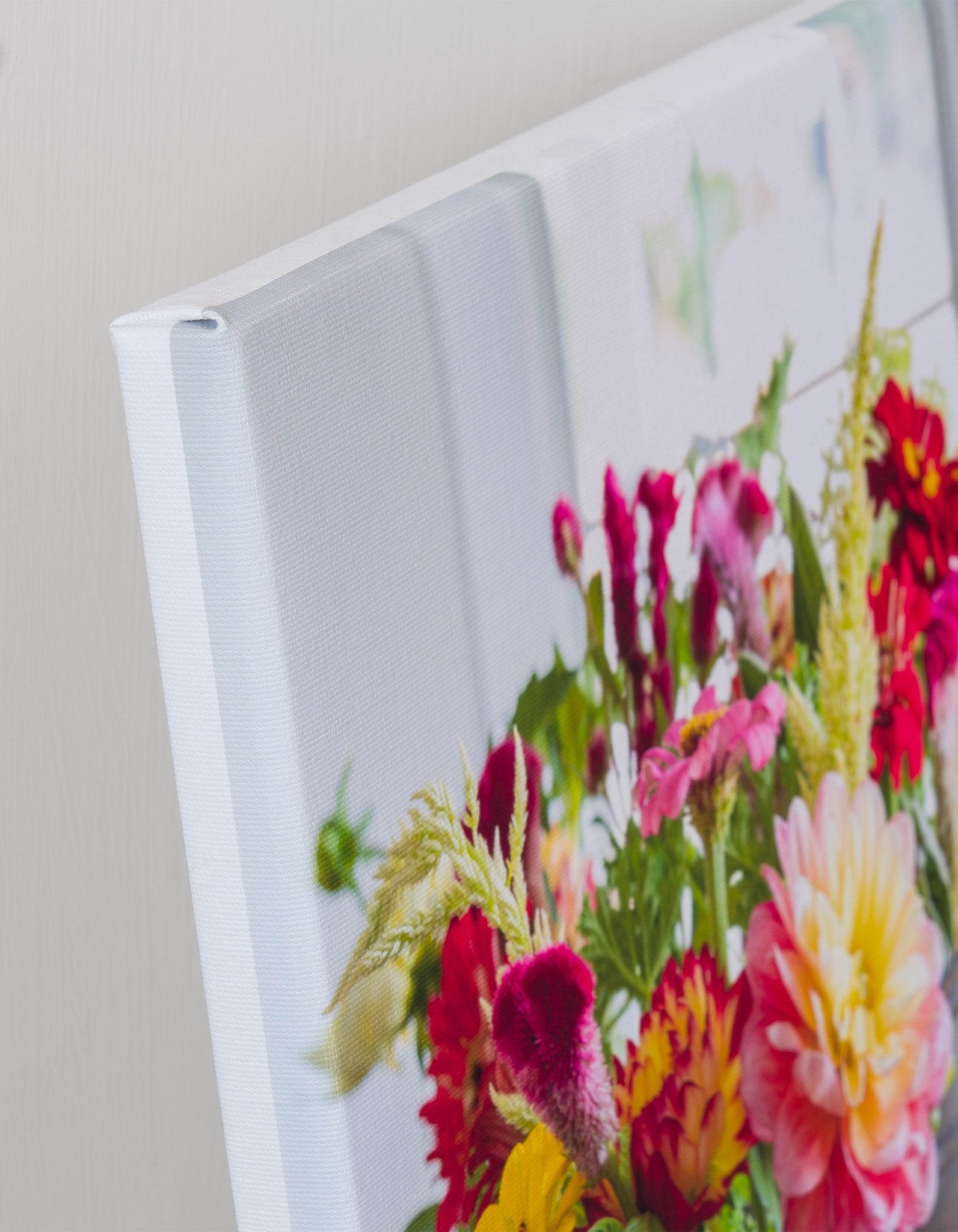 Midsummer — canvas corner detail, gallery wrapped, white border edge, 14x19