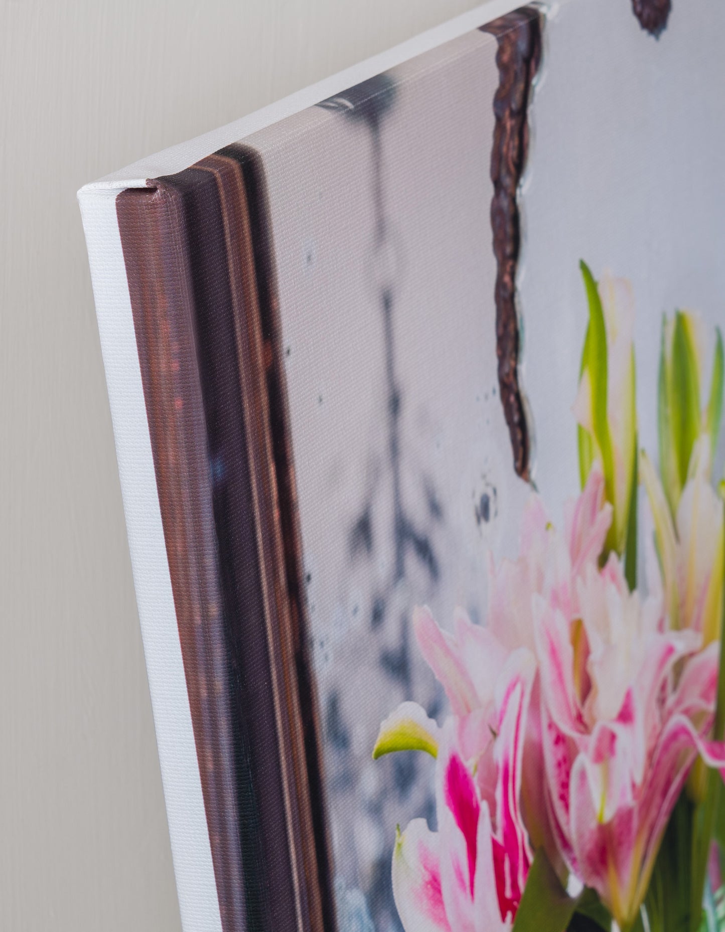 Stargazer — canvas corner detail, gallery wrapped, white border edge, 14x19
