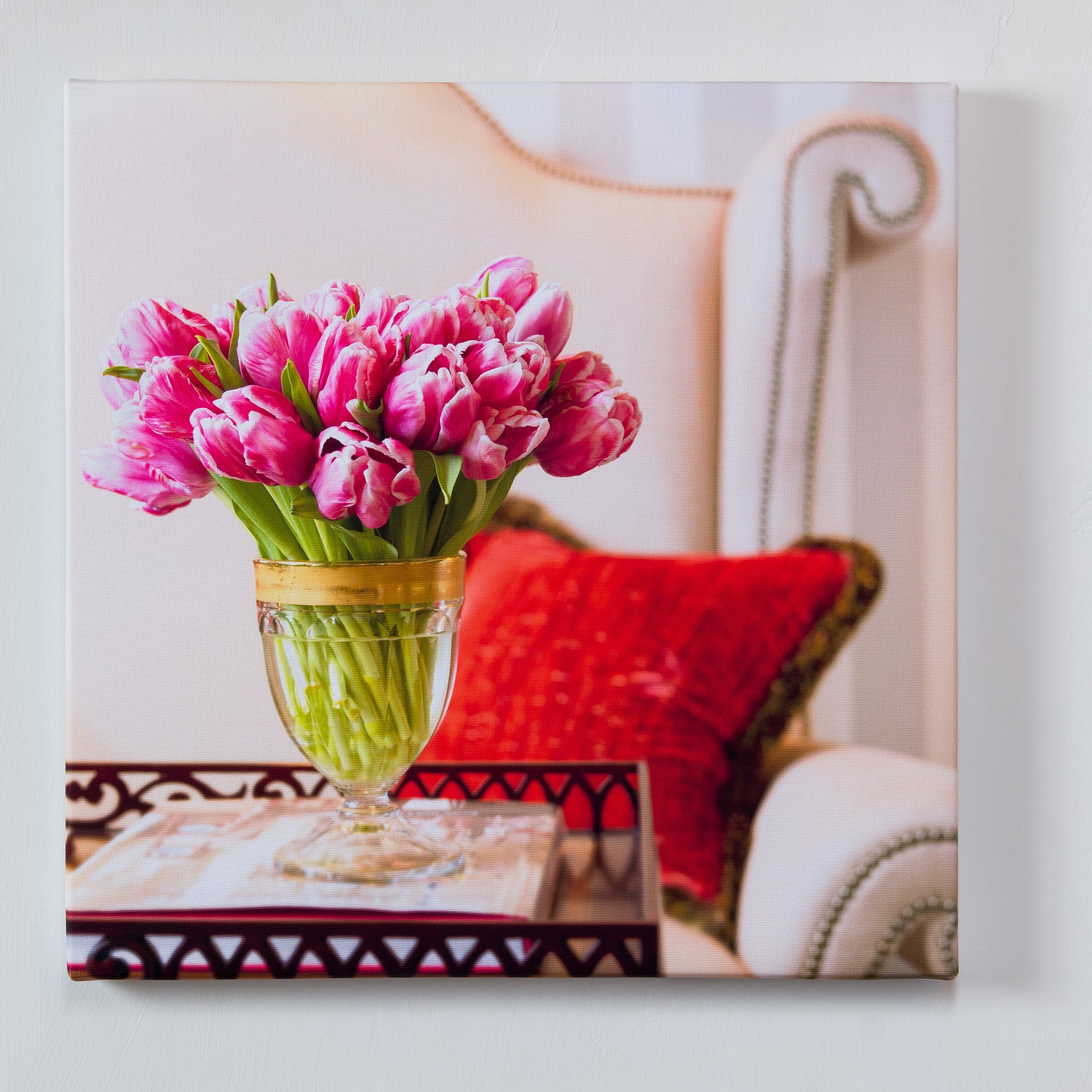 The Drawing Room — gallery wrapped canvas print, tulip botanical still life, 14x14